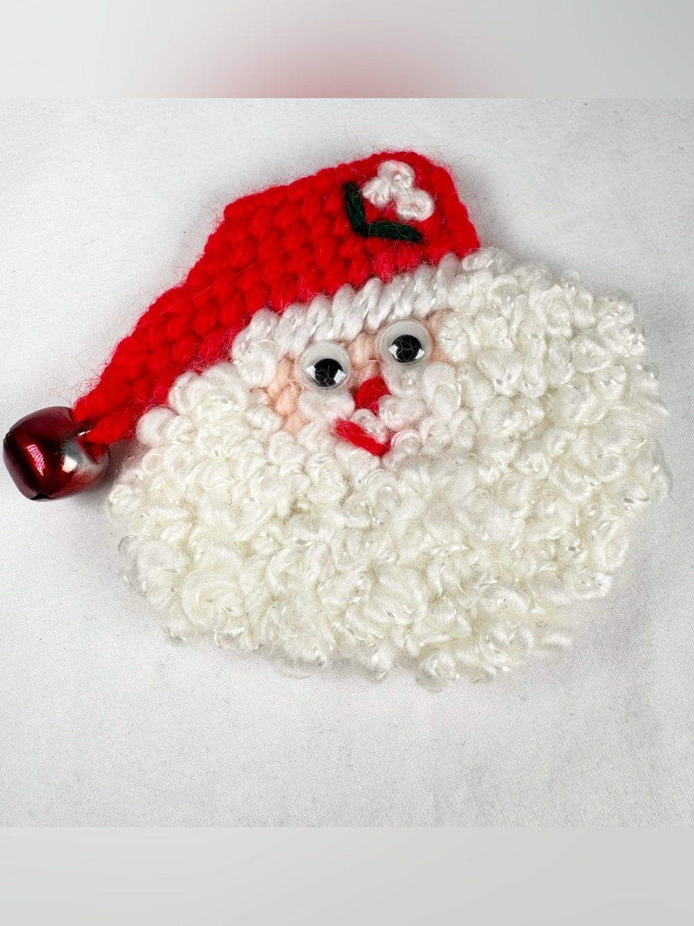 Handmade Crochet Santa Claus Brooch Pin, Christmas Jewelry